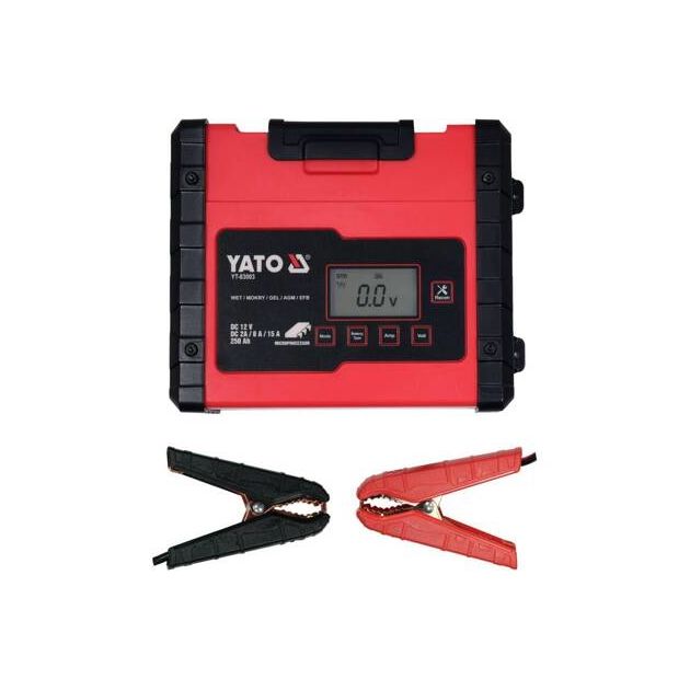 Зарядное устройство сетевое с LCD дисплеем 230В YATO для 12V 2/8/15А, фото  | SNABZHENIE.com.ua