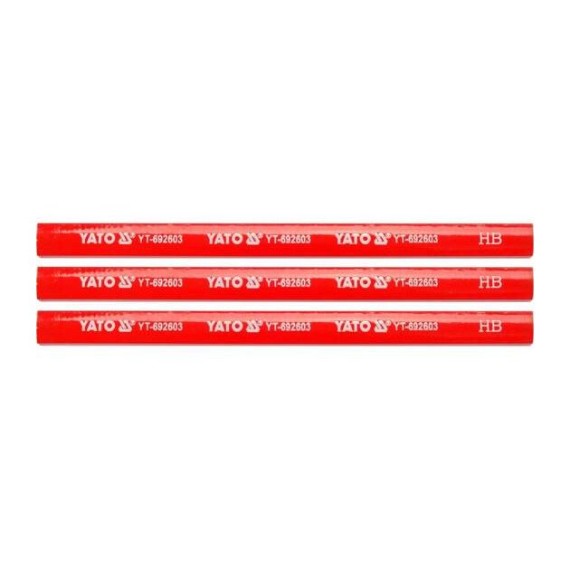Столярные карандаши YATO HB, 3 шт., 175x5x2 мм, в красной оболочке., фото  | SNABZHENIE.com.ua