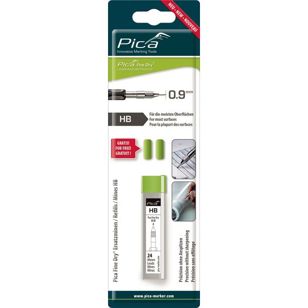 Запасные графитовые жалы PICA Fine Dry, твердость HB, 24 шт., фото  | SNABZHENIE.com.ua