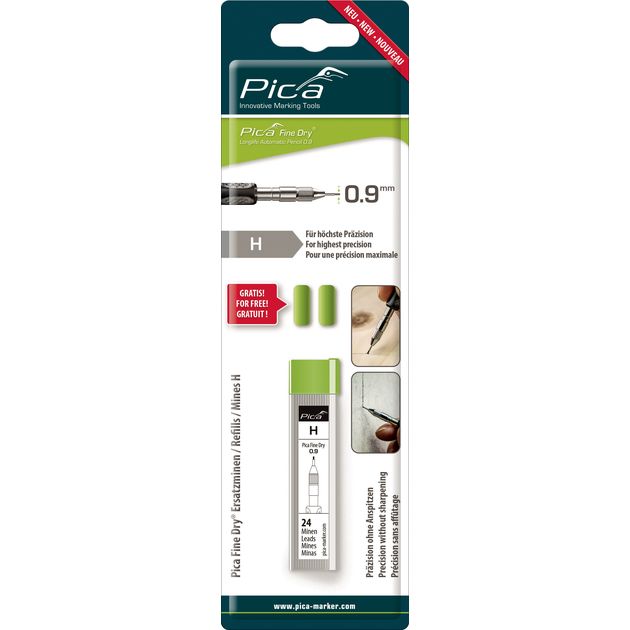 Запасные графитовые жалы PICA Fine Dry, твердость H, 24 шт., фото  | SNABZHENIE.com.ua