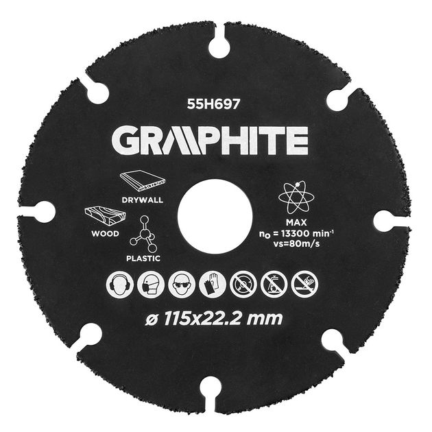 Диск HM 115x22,2 мм для дерева и пластика GRAPHITE (55H697), фото  | SNABZHENIE.com.ua