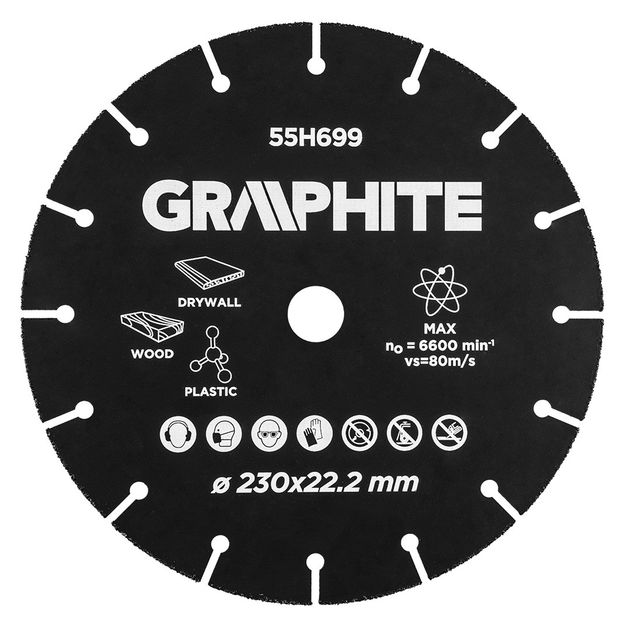 Режущий диск HM 230 х 22.2 мм для дерева и пластика GRAPHITE, фото  | SNABZHENIE.com.ua