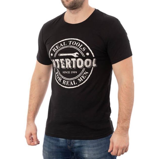 Футболка чорна M 100% хлопок INTERTOOL SP-2202, фото , зображення 2 | SNABZHENIE.com.ua Футболка чорна M 100% хлопок INTERTOOL SP-2202, фото , зображення 2 | SNABZHENIE.com.ua