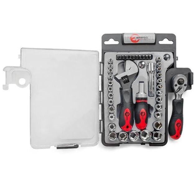 Набор инструментов 43 ед., 3/8" и 1/4", Cr-V INTERTOOL ET-6003, фото  | SNABZHENIE.com.ua