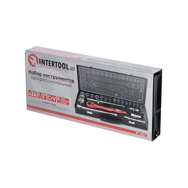 Профессиональный инструмент 1/2", 26 ед. (гол. 8-32 мм) INTERTOOL ET-6027, фото , изображение 7 | SNABZHENIE.com.ua