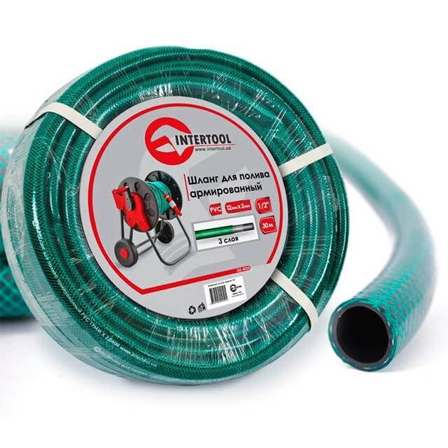 Шланг поливочный 3-х слойный 1/2", 30 м, армированный PVC INTERTOOL, фото  | SNABZHENIE.com.ua