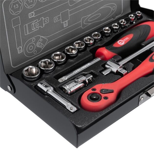 Набір інструментів професійний 1/4, 17 ед. (гол. 4-13 мм), Cr-V INTERTOOL ET-6017, фото , зображення 4 | SNABZHENIE.com.ua