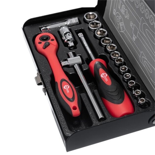 Набір інструментів професійний 1/4, 17 ед. (гол. 4-13 мм), Cr-V INTERTOOL ET-6017, фото , зображення 5 | SNABZHENIE.com.ua