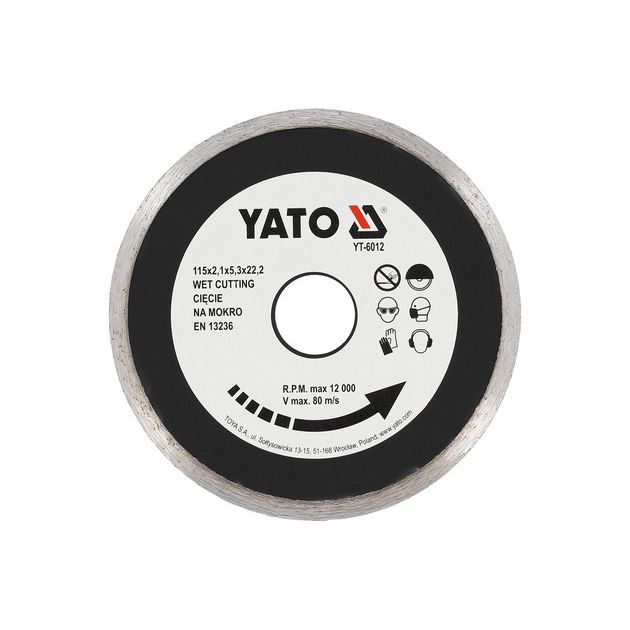 Диск алмазный 115 мм для мокрого реза YATO (YT-6012), фото  | SNABZHENIE.com.ua