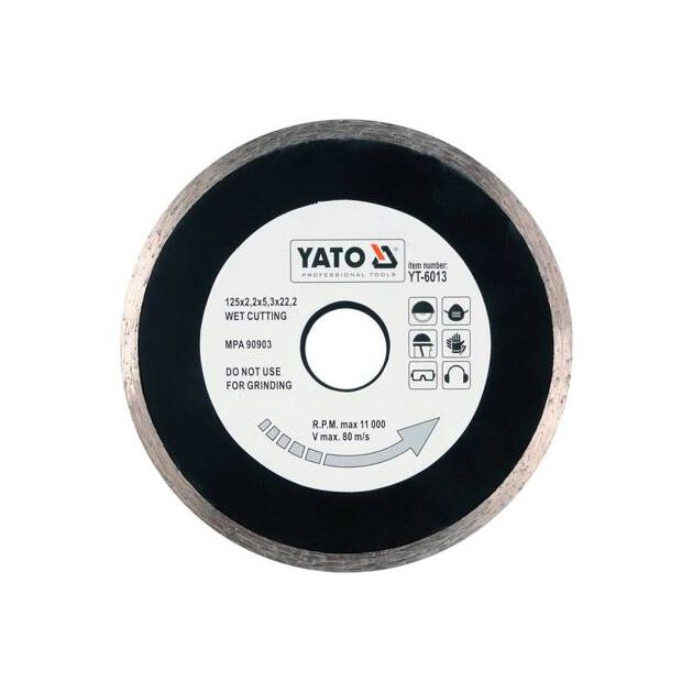 Диск алмазный для мокрого реза 125 мм YATO (YT-6013), фото  | SNABZHENIE.com.ua
