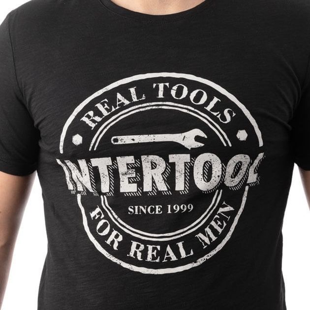 Футболка черная L 100% хлопок INTERTOOL SP-2203, фото , изображение 5 | SNABZHENIE.com.ua