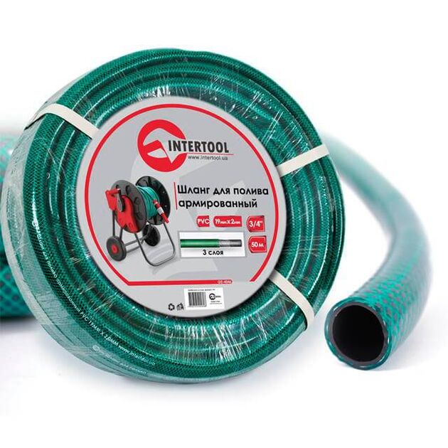 Шланг поливочный 3-х слойный 3/4, 50 м, армированный PVC INTERTOOL, фото  | SNABZHENIE.com.ua