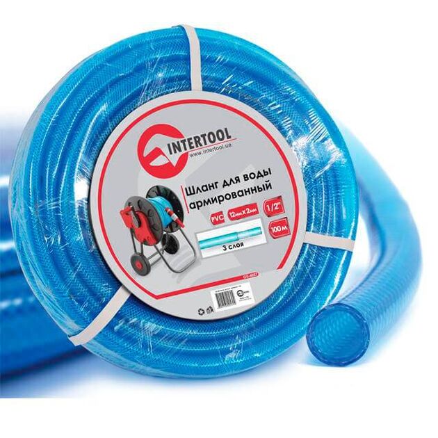 Шланг для воды 3-х слойный 1/2", 100 м, армированный PVC INTERTOOL, фото  | SNABZHENIE.com.ua