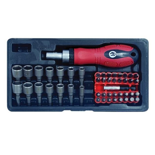 Отвертка реверсивная с насадками 48 шт. INTERTOOL HT-0441, фото  | SNABZHENIE.com.ua