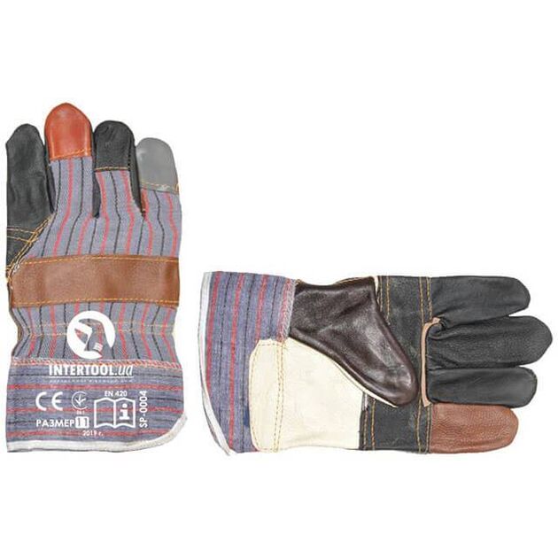 Перчатка комбинированная 10.5 из кожи и ткани INTERTOOL SP-0004W, фото  | SNABZHENIE.com.ua