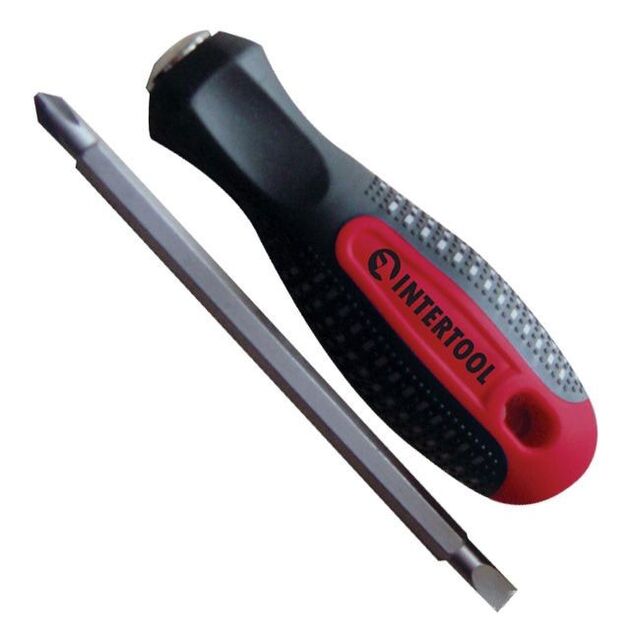 Отвертка двостороння SL6, PH2 INTERTOOL VT-3100, фото  | SNABZHENIE.com.ua