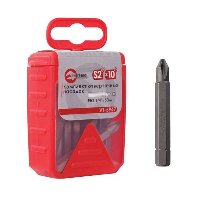 Комплект бит PH2 1/4x50 мм - 10 шт. INTERTOOL VT-5947, фото  | SNABZHENIE.com.ua