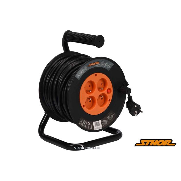 Подовжувач STHOR 40 м, 4 гнізда, 3-жильний, Ø= 1 мм², IP44, фото  | SNABZHENIE.com.ua