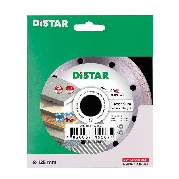 Круг алмазний відрізний DISTAR Decor Slim 125 x 1,2/1,0 x 8 x 22,23 (11115427010), фото , зображення 3 | SNABZHENIE.com.ua Круг алмазний відрізний DISTAR Decor Slim 125 x 1,2/1,0 x 8 x 22,23 (11115427010), фото , зображення 3 | SNABZHENIE.com.ua