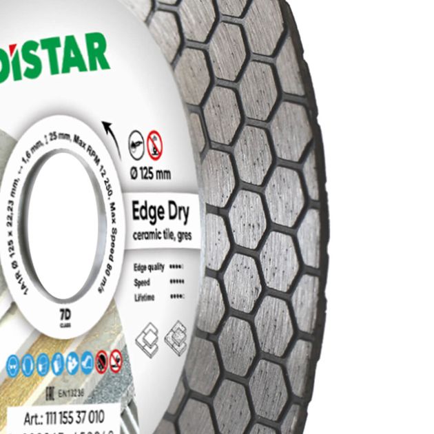 Алмазний отрезний круг DISTAR 125 x 1,6/1,2 x 25 x 22,23 Edge Dry (11115537010), фото , зображення 3 | SNABZHENIE.com.ua Алмазний отрезний круг DISTAR 125 x 1,6/1,2 x 25 x 22,23 Edge Dry (11115537010), фото , зображення 3 | SNABZHENIE.com.ua