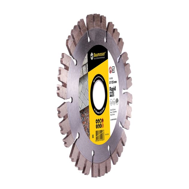 Круг алмазний відрізний Baumesser Rapid PRO 1A1RSS/C3-H 125 x 2,0/1,2 x 10 x 22,23 10 (94315525010), фото , зображення 2 | SNABZHENIE.com.ua Круг алмазний відрізний Baumesser Rapid PRO 1A1RSS/C3-H 125 x 2,0/1,2 x 10 x 22,23 10 (94315525010), фото , зображення 2 | SNABZHENIE.com.ua