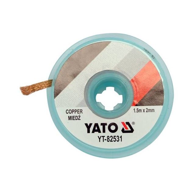 Медная плетеная лента для очистки от припоя YATO, 1,5 м, 2 мм, фото  | SNABZHENIE.com.ua