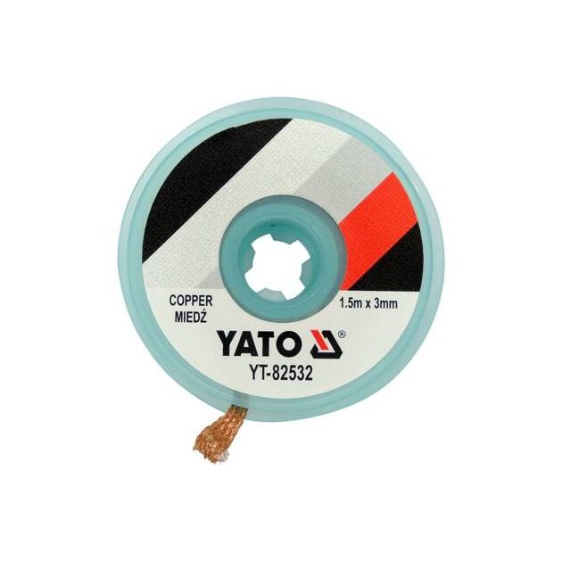 Плетеная медная лента для удаления припоя YATO, 1,5 м, 3 мм в катушке, фото  | SNABZHENIE.com.ua