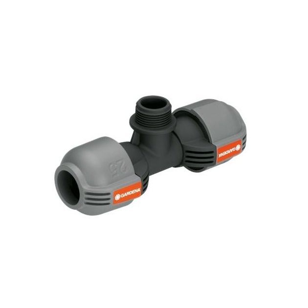 Соединитель T-образный Gardena 25мм x 3/4" - наружная резьба, фото  | SNABZHENIE.com.ua