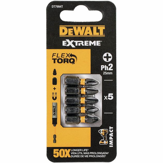 Набор бит DеWALT IMPACT TORSION EXTREME, Philips, Ph2, 25 мм, 5 шт, фото  | SNABZHENIE.com.ua
