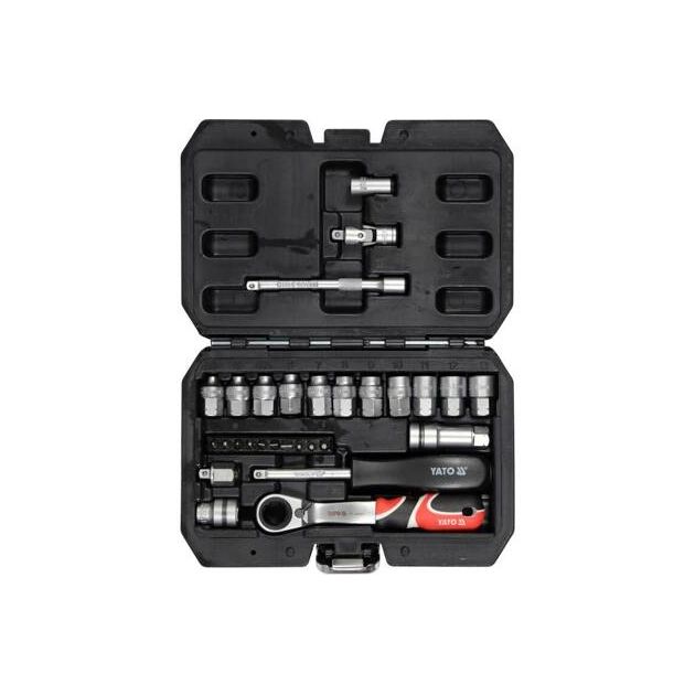 Набор торцевых головок SPLINE YATO 1/4", М4.5-М13 с насадками, фото  | SNABZHENIE.com.ua