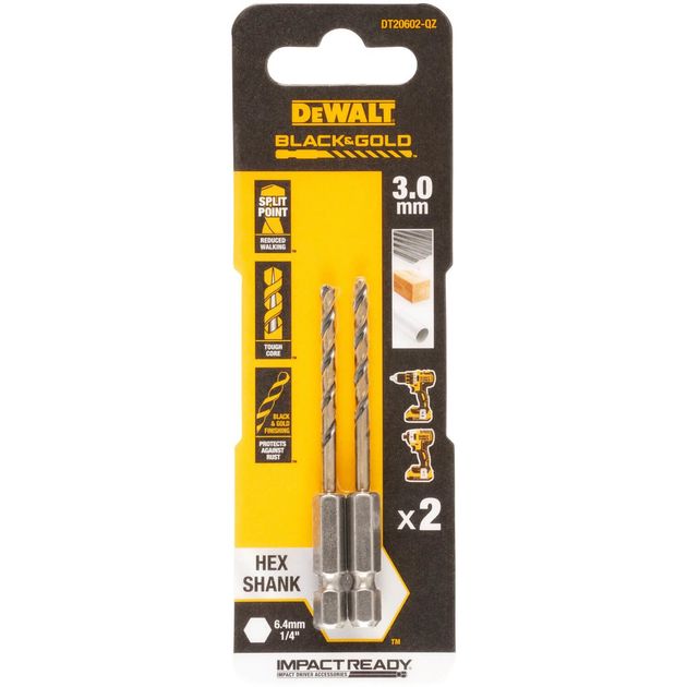 Сверло по металлу DeWALT DT20602 Black & Gold EXTREME IMPACT, фото  | SNABZHENIE.com.ua
