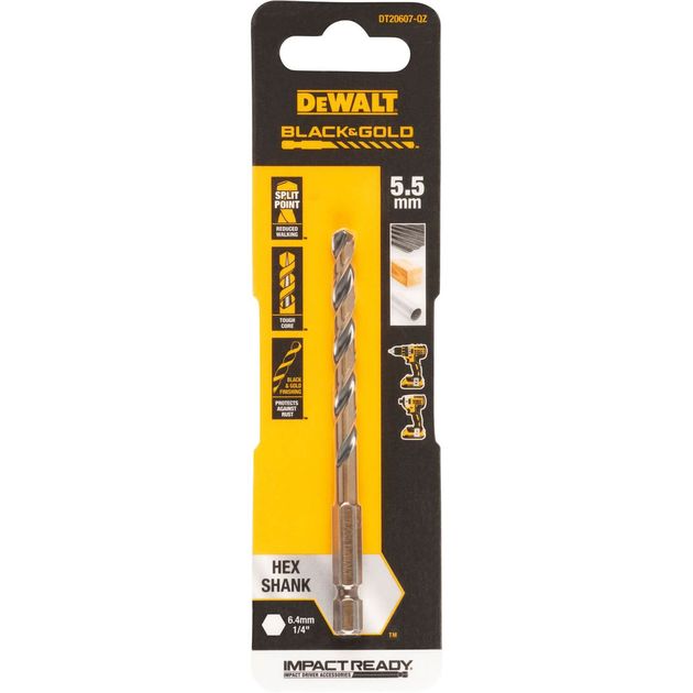 Сверло по металлу DeWALT DT20607 EXTREME IMPACT Black & Gold, фото  | SNABZHENIE.com.ua