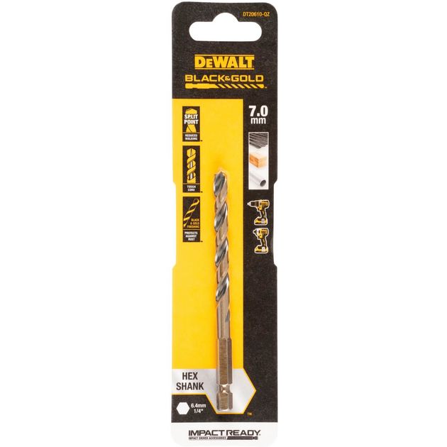 Сверло по металлу DeWALT DT20610 EXTREME IMPACT Black & Gold, фото  | SNABZHENIE.com.ua