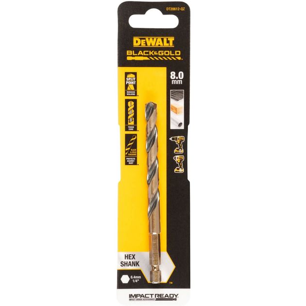 Сверло по металлу DeWALT EXTREME IMPACT Black & Gold DT20612, фото  | SNABZHENIE.com.ua