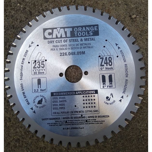 Пила дискова 235 х 30 мм, Z 48, по сталі для продільного і поперечного пилення CMT (226.048.09M), фото , зображення 6 | SNABZHENIE.com.ua Пила дискова 235 х 30 мм, Z 48, по сталі для продільного і поперечного пилення CMT (226.048.09M), фото , зображення 6 | SNABZHENIE.com.ua