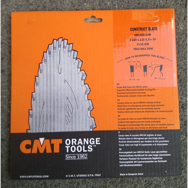 Диск пильный CMT 250 х 30 мм, Z 16, для пиления по дереву, фото , изображение 11 | SNABZHENIE.com.ua