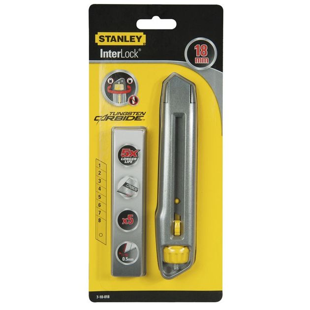 Нож Interlock 18 мм с выдвижным лезвием STANLEY (4-10-018), фото , изображение 3 | SNABZHENIE.com.ua Нож Interlock 18 мм с выдвижным лезвием STANLEY (4-10-018), фото , изображение 3 | SNABZHENIE.com.ua