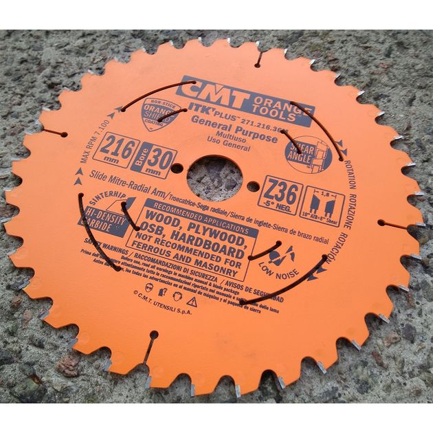 Дисковая пила CMT 216 мм, 36 зубьев, тонкий пропил по дереву, фото , изображение 8 | SNABZHENIE.com.ua
