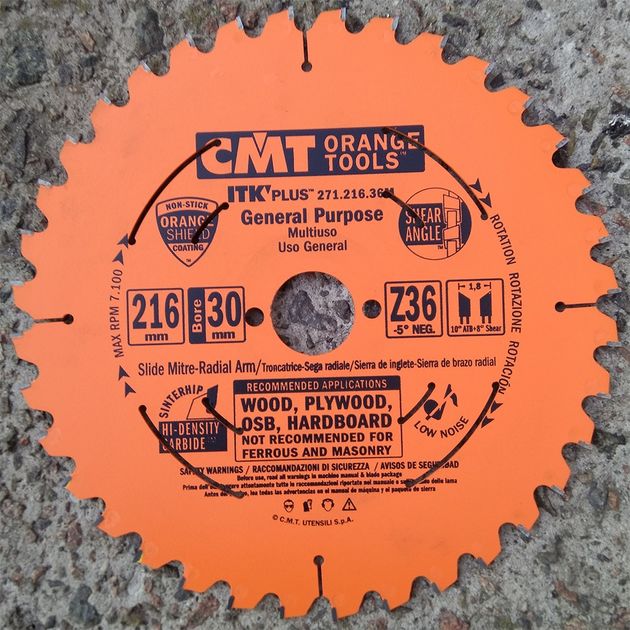 Дисковая пила CMT 216 мм, 36 зубьев, тонкий пропил по дереву, фото , изображение 6 | SNABZHENIE.com.ua
