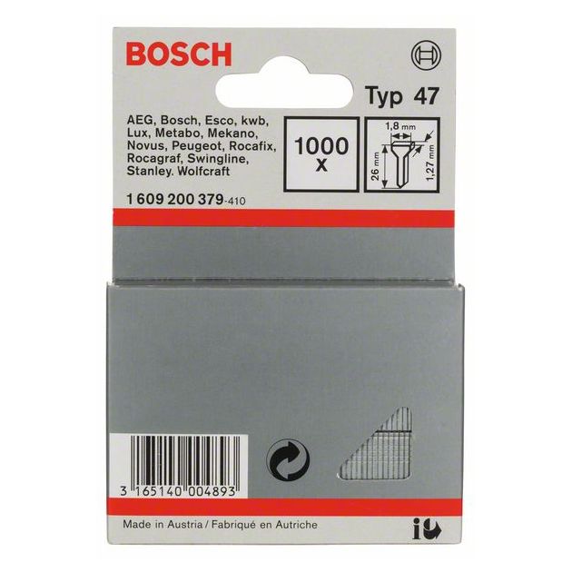 Цвяхи тип 47 1,8 x 1,27 x 26 мм BOSCH, фото , зображення 2 | SNABZHENIE.com.ua