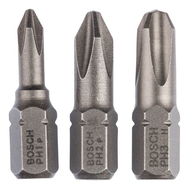 Набор бит Extra Hard, 3 шт. PH1; PH2; PH3; 25 мм BOSCH, фото  | SNABZHENIE.com.ua
