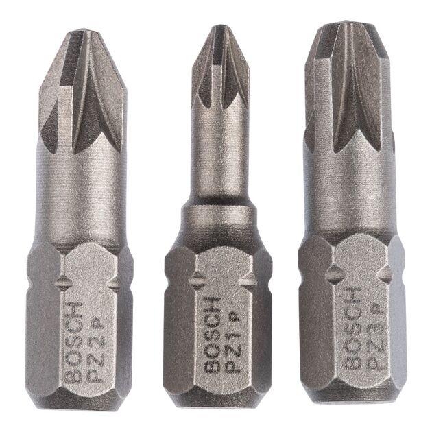 Набір насадок для загвинчування Extra Hard, 3 шт. PZ1; PZ2; PZ3; 25 мм BOSCH, фото  | SNABZHENIE.com.ua