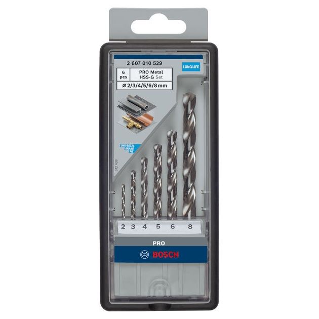 Набор из 6 сверел по металлу Robust Line, HSS-G, 135°, 2–8 мм BOSCH, фото  | SNABZHENIE.com.ua