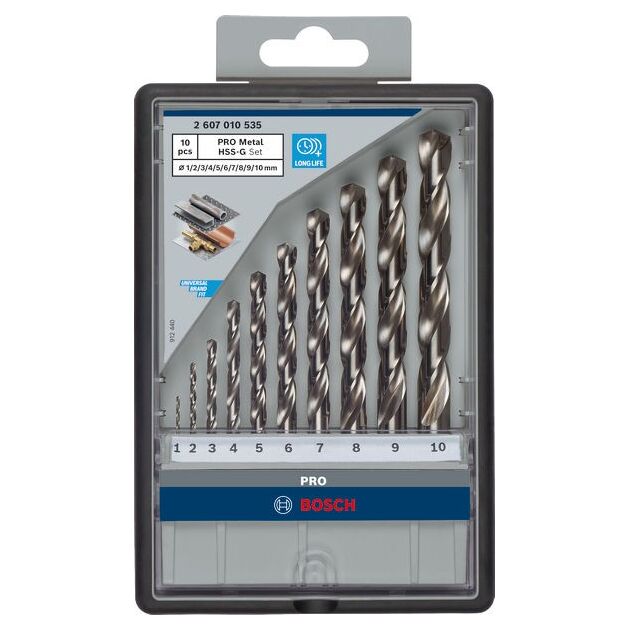 Набор сверел по металлу Bosch Robust Line, HSS-G, 1-10 мм, 10 шт., фото  | SNABZHENIE.com.ua