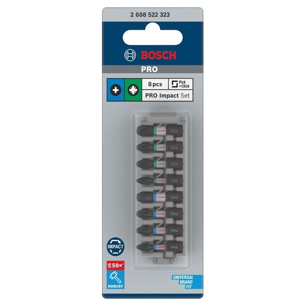 Комплект насадок Impact Control, 8 шт. BOSCH (PH1, PH2, PH3, PZ2, PZ3), фото  | SNABZHENIE.com.ua
