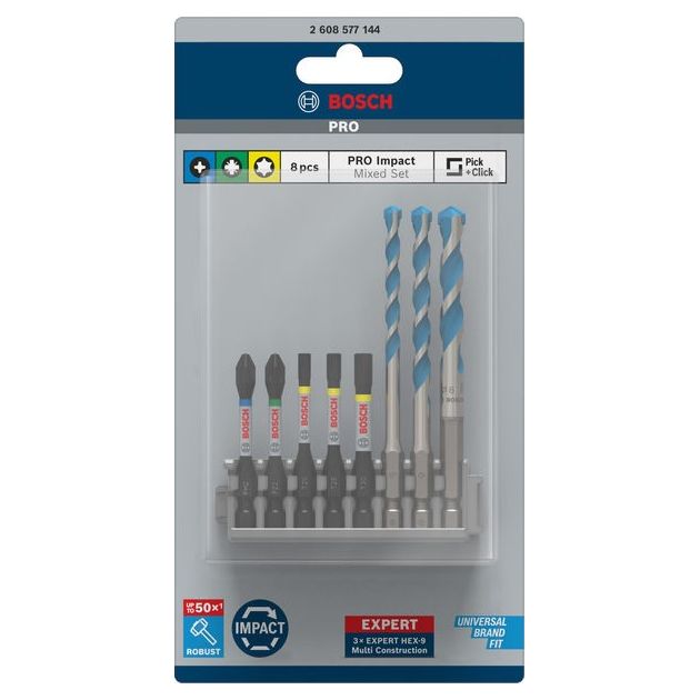 Hex-9 MultiConstruction 5/6/8 мм; свердло Impact Power, 50 мм, PH2, PZ2, T20, T25, T30 BOSCH, фото  | SNABZHENIE.com.ua