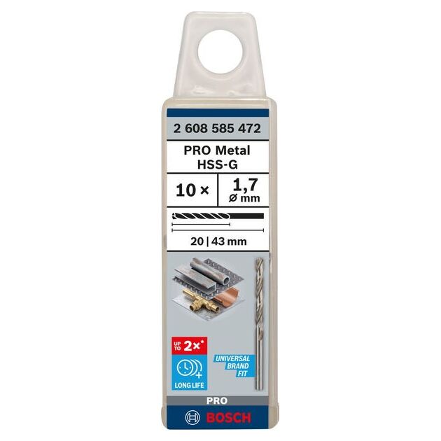 Сверло по металлу HSS-G, DIN 338, 1,7 x 20 x 43 мм, BOSCH, фото  | SNABZHENIE.com.ua