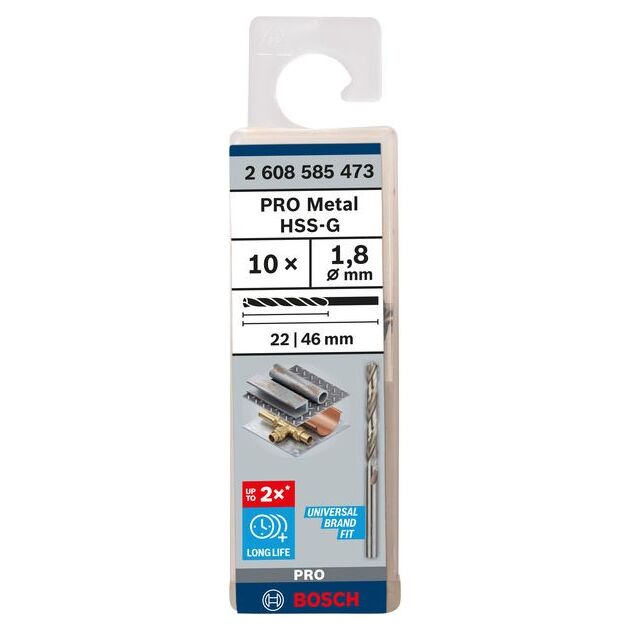 Свердло по металлу HSS-G, DIN 338, 1,8 x 22 x 46 мм, BOSCH, фото  | SNABZHENIE.com.ua