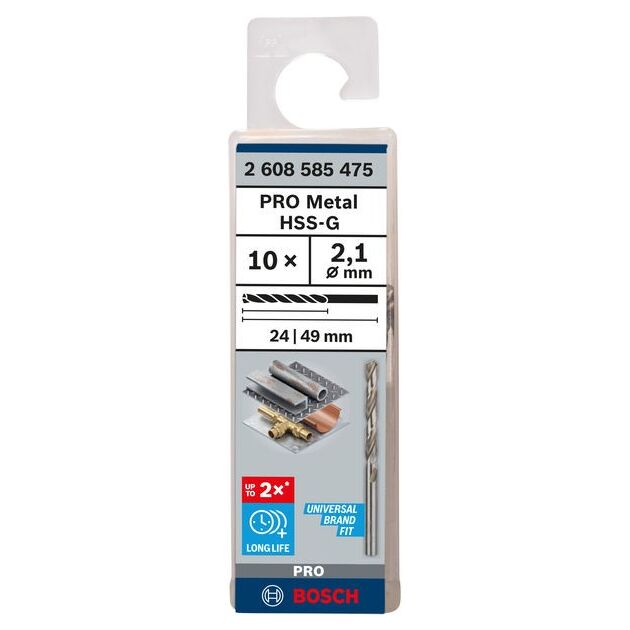 Свердло по металлу HSS-G, DIN 338, 2,1 x 24 x 49 мм, BOSCH, фото  | SNABZHENIE.com.ua