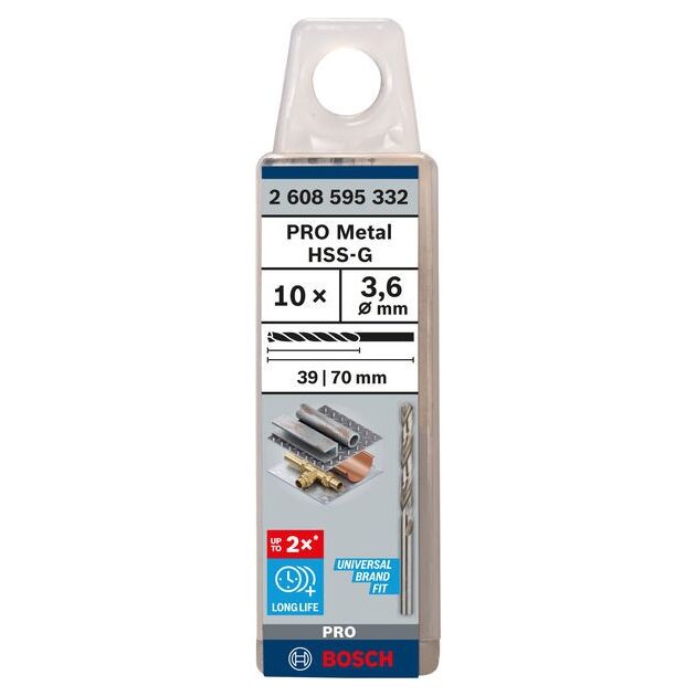Свердло по металлу HSS-G, DIN 338, 3,6 x 39 x 70 мм BOSCH, фото  | SNABZHENIE.com.ua